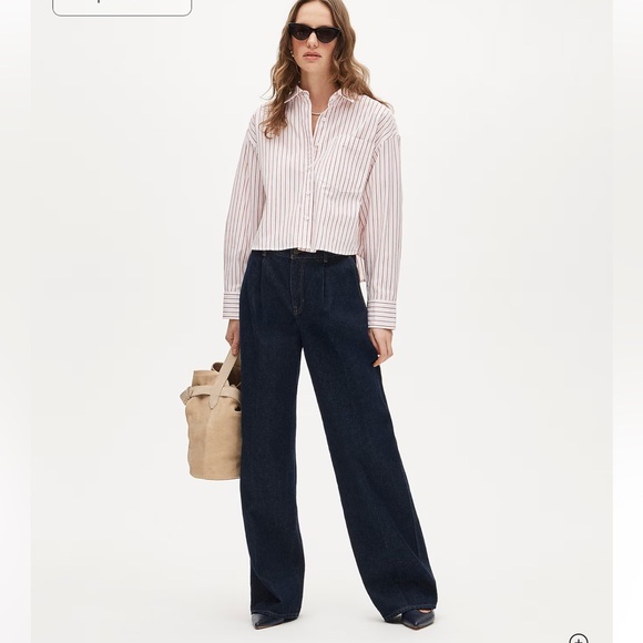 J. Crew E’tienne Cropped White & Red Striped Shirt - Picture 4 of 11